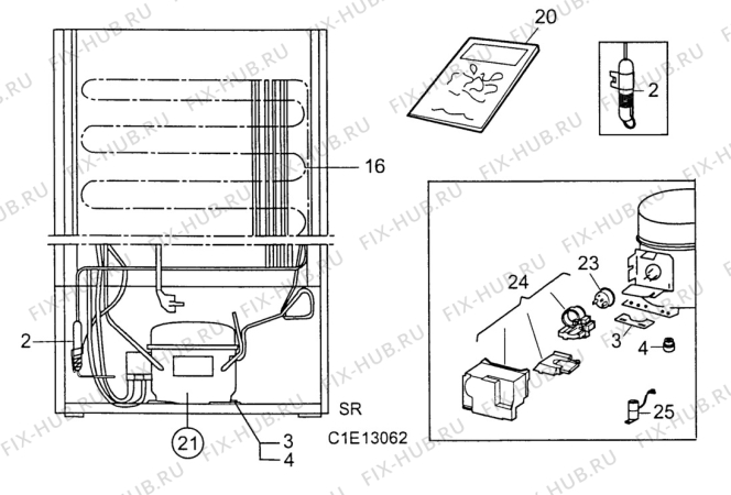 Взрыв-схема холодильника Arthurmartinelux AU8292C - Схема узла Cooling system 017